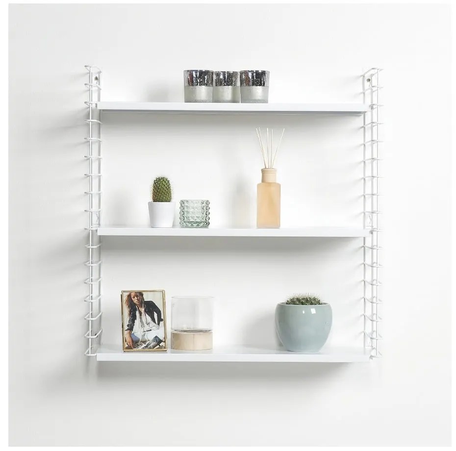 Trojposchodový regál s bielymi policami Metaltex Libro, šírka 70 cm