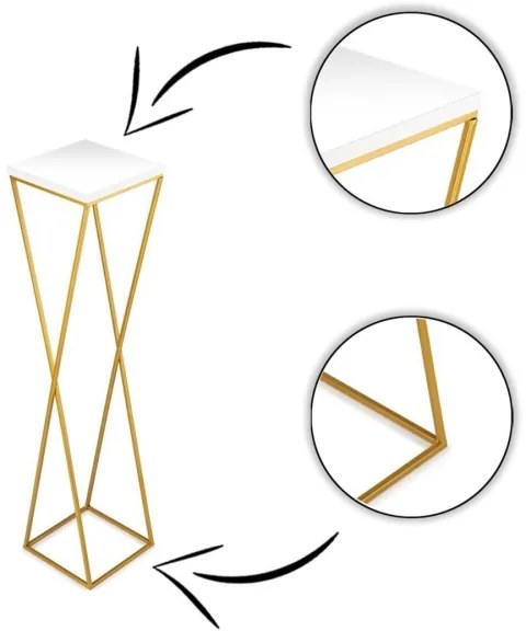 Stojan na kvety LOFT 100x24 cm zlatá/biela