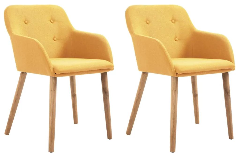 Jedálenské stoličky 2 ks, žlté, látka a dubový masív 248933