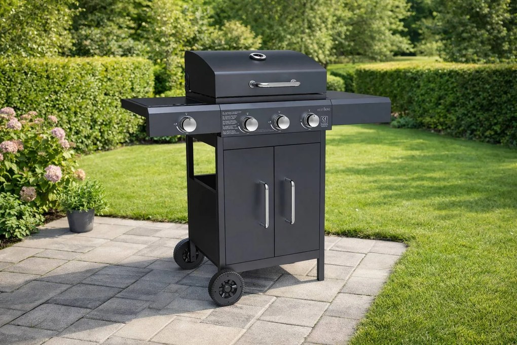 Plynový gril BestBerg BBBQ-27SB / 4 hořáky / 11,6 kW / černá