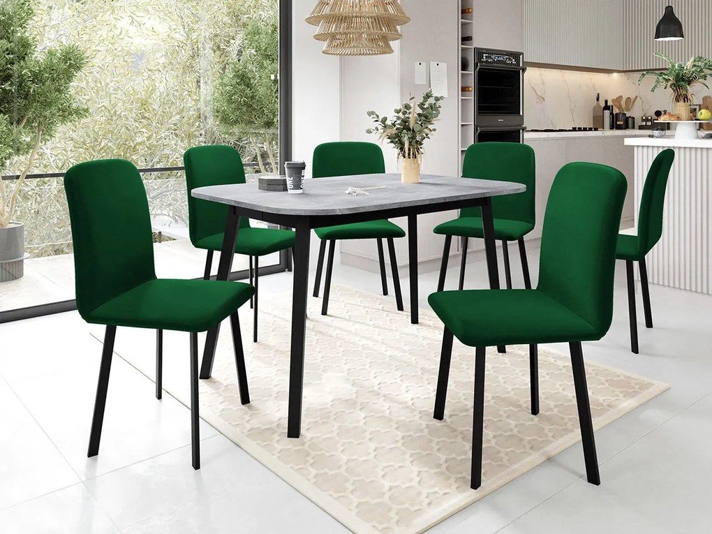 Jedálensky set so 6 stoličkami Grazpen S 130x80, Farby:: Amor Velvet 4302, Farby:: sivý mramor / čierna
