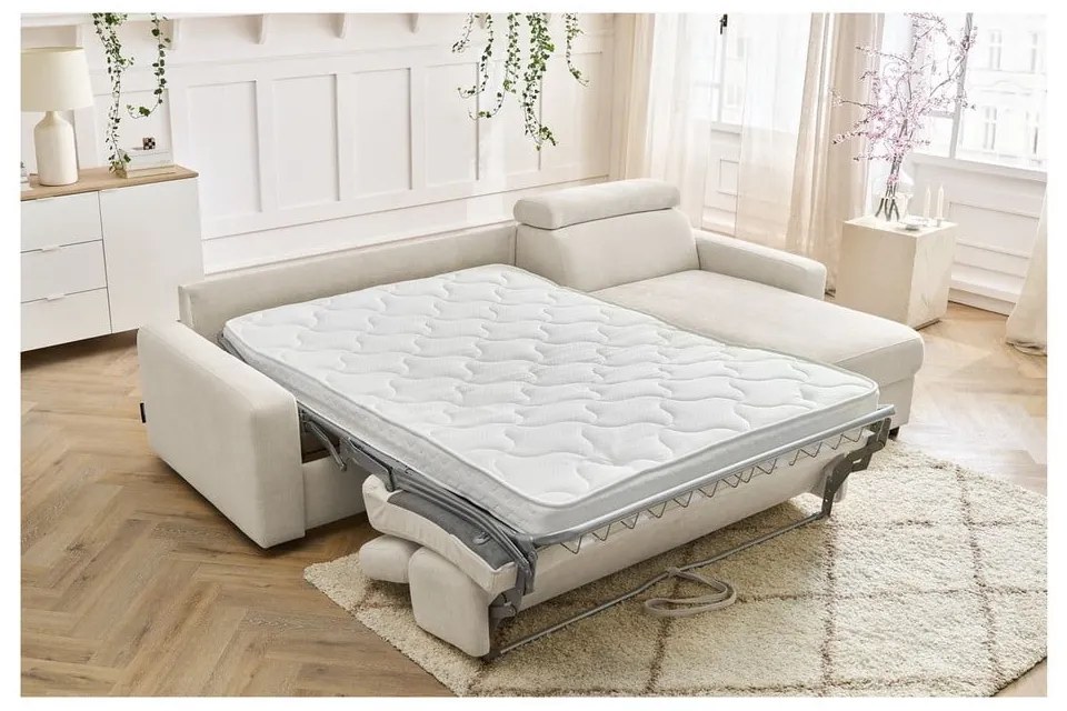 Krémová rozkladacia rohová pohovka (variabilná) Monaco – Bobochic Paris