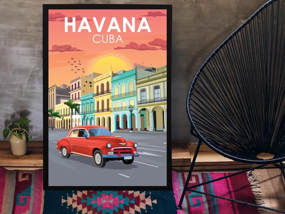 Poster Havana - Poster 50x70cm + čierny rám (71,8€)