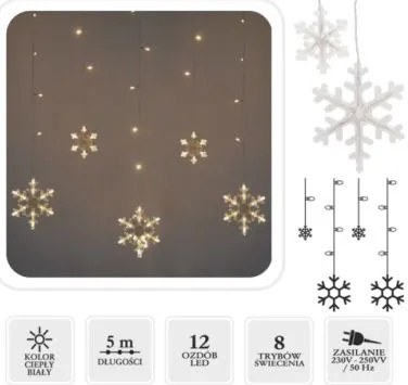 Bestent Svetelná reťaz 156LED 5m teplá biela Snowflakes