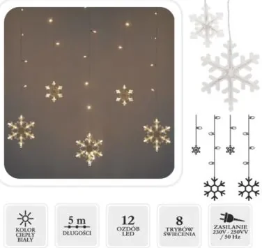 Bestent Svetelná reťaz 156LED 5m teplá biela Snowflakes
