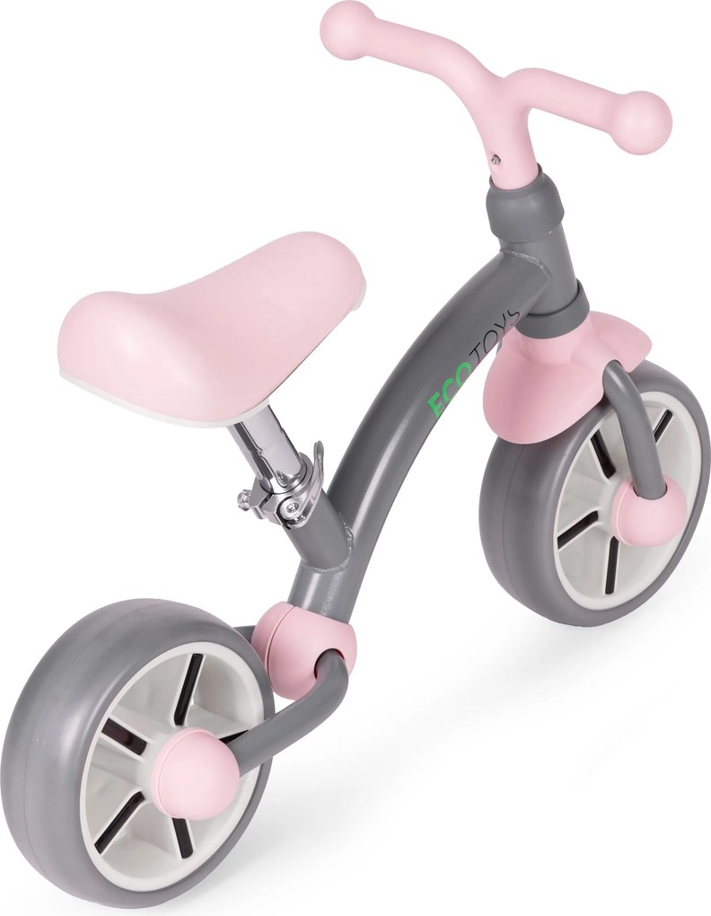ECOTOYS odrážadlo pre deti 3+ EVA kolesá, nastaviteľné sedadlo 33–41 cm, sivé