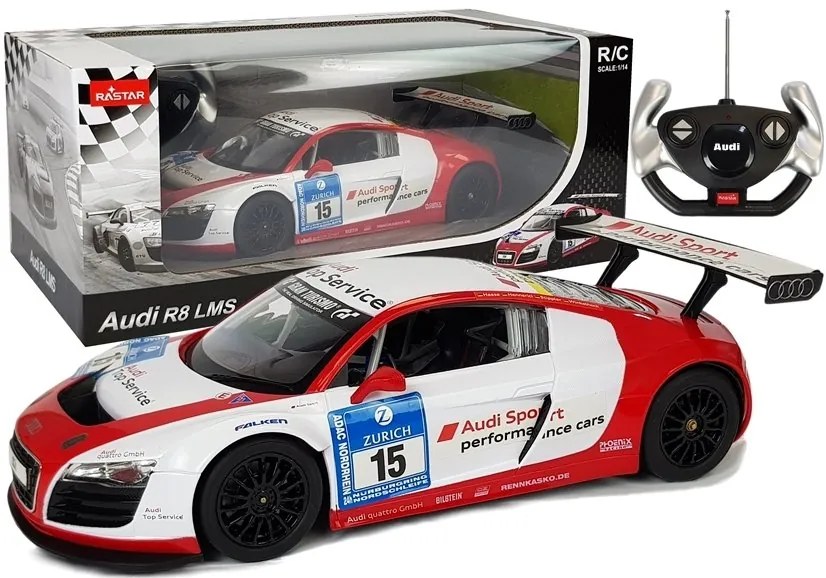 Rastar Audi R8 LMS Rastar 1:14 RC RTR bielo-červené