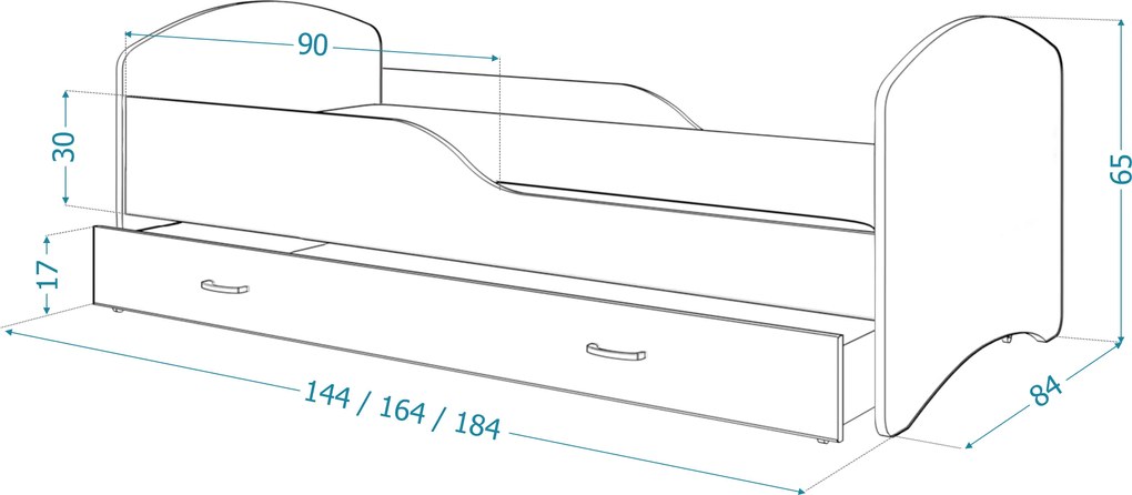Detská posteľ IGOR so zásuvkou - 160x80 cm - FROZEN