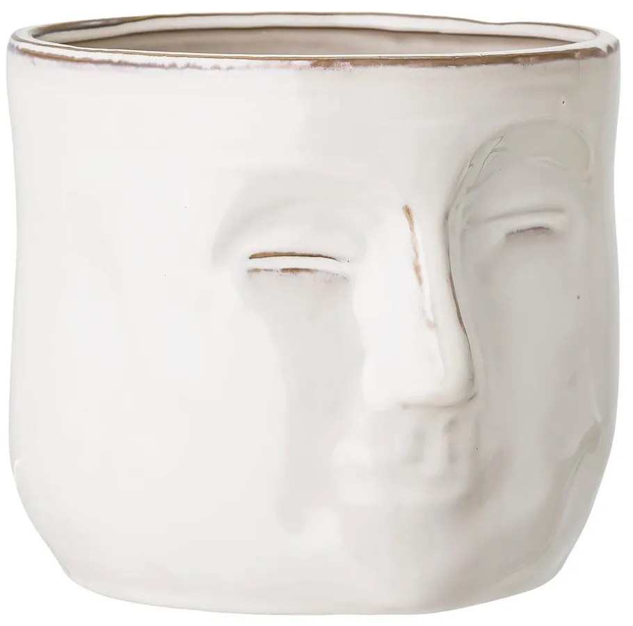 Biely terakotový kvetináč Bloomingville Ignacia, výška 15,5 cm