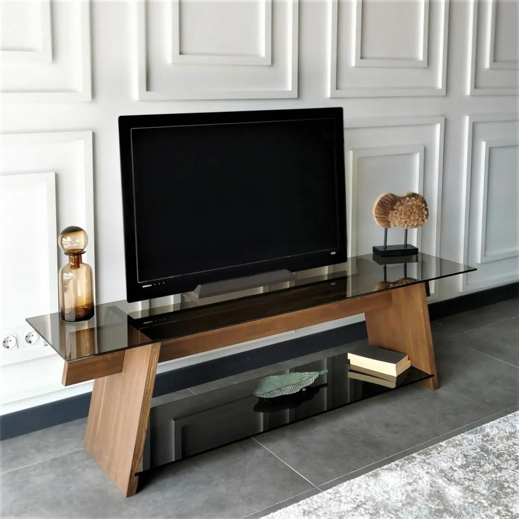 TV stolek TV201 158 cm ořech/černý