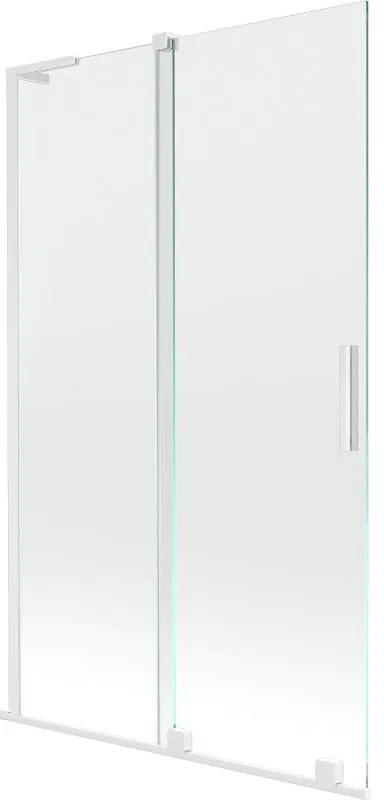 Mexen Velar L, 2-krídlová posuvná vaňová zástena 110 x 150 cm, 8mm číre sklo, biely profil, 896-110-003-01-20