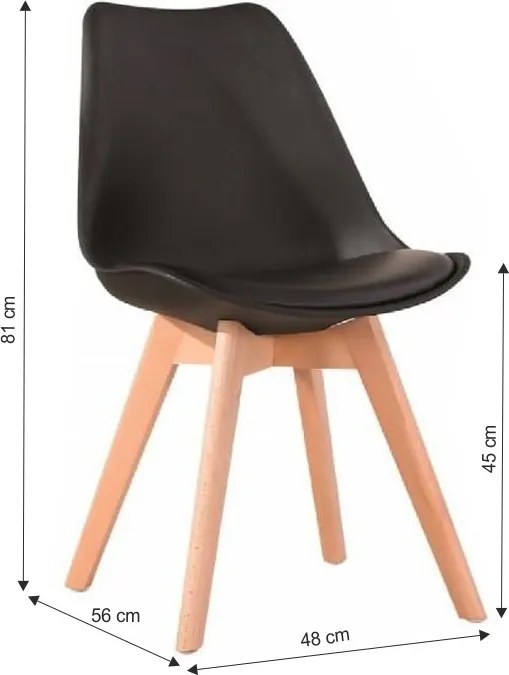 AKCIA Čierna stolička BALI MARK s bukovými nohami II. akosť