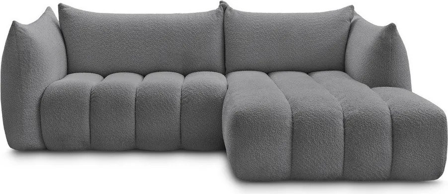 Sivá rohová pohovka z textílie buklé (pravý roh/s leňoškou) Azra – Bobochic Paris