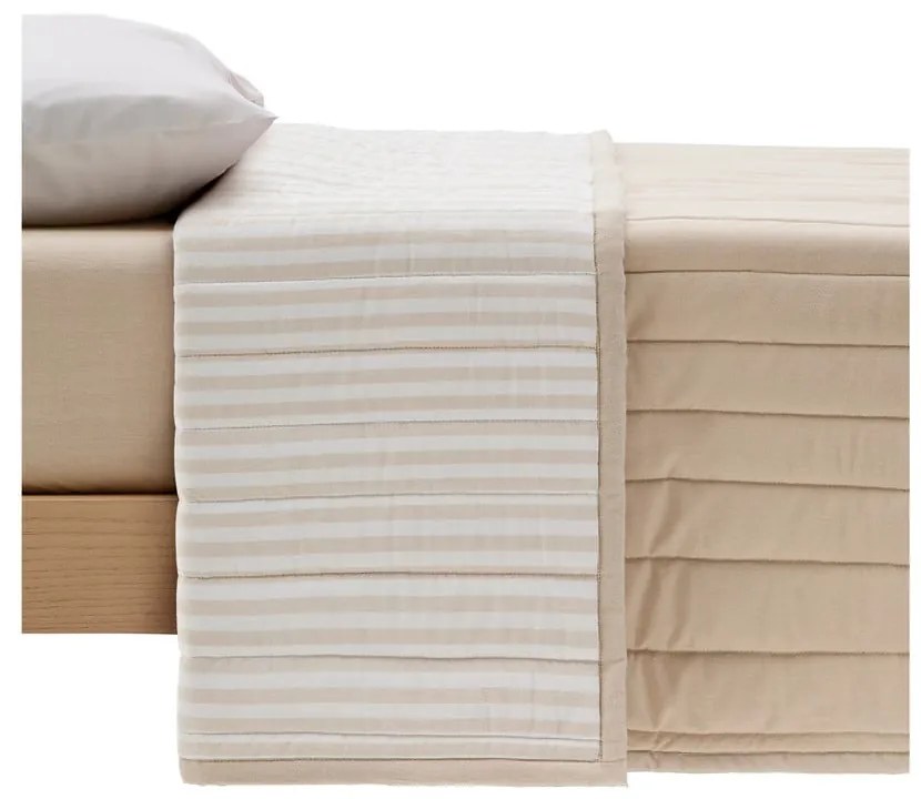 Béžový prešívaný pléd z Bio bavlny 180x240 cm Sini – Kave Home