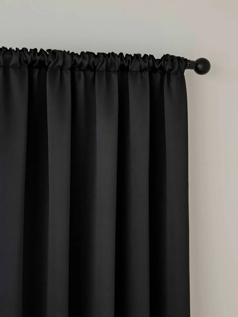 Blackout závesy Elias čierna – 140 × 250 cm (2 ks) - riasiaca stuha