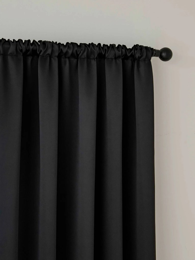 Blackout závesy Elias čierna – 140 × 280 cm (2 ks) - riasiaca stuha