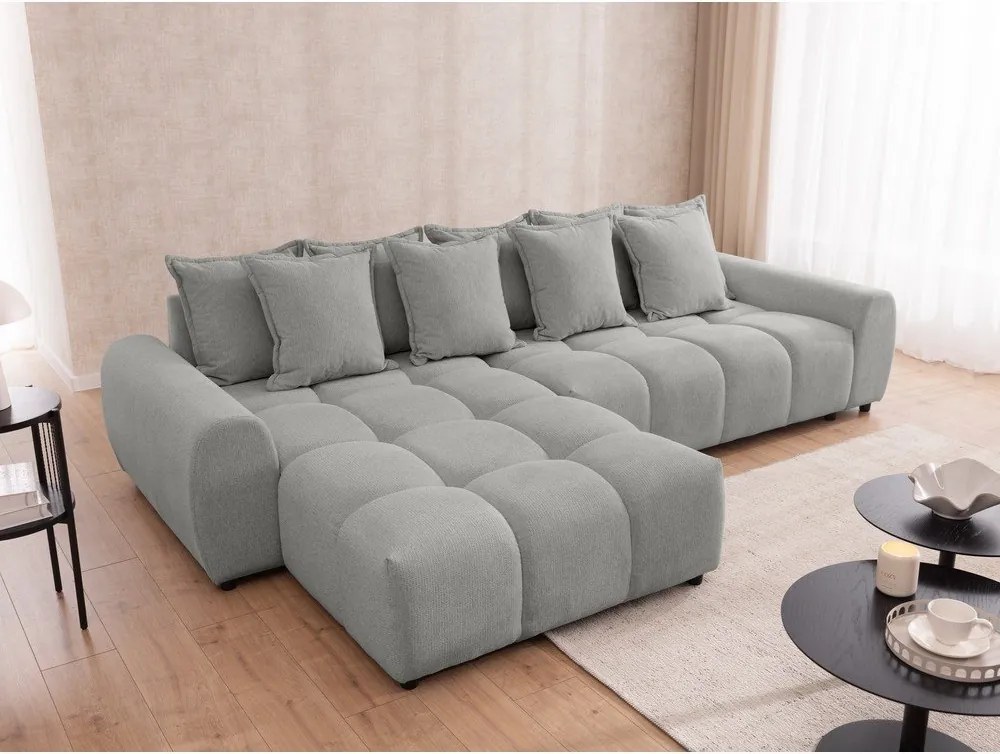 Svetlosivá rohová pohovka (ľavý roh/s leňoškou) Albane – Ropez