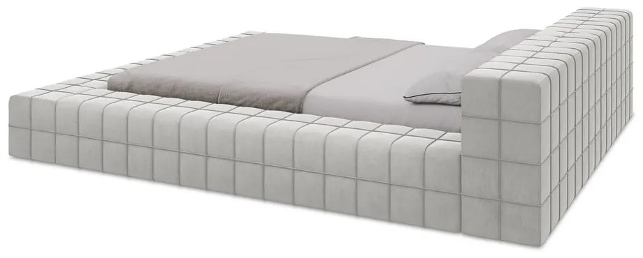 Svetlosivá čalúnená dvojlôžková posteľ s roštom 160x200 cm Akela – Makamii