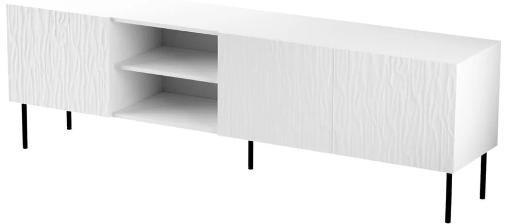 Tv stolík/skrinka Lameller, Farby: biela / biela + čierna