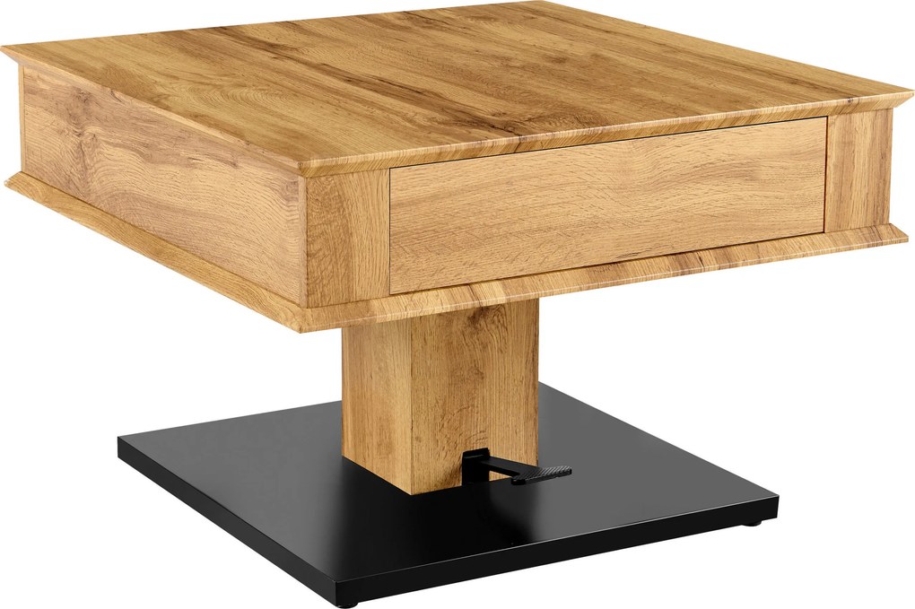 XXXLutz KONFERENČNÝ STOLÍK, čierna, farba duba, kov, kompozitné drevo, 70/70/46,5-66 cm Carryhome - Stolíky do obývačky - 002809005502