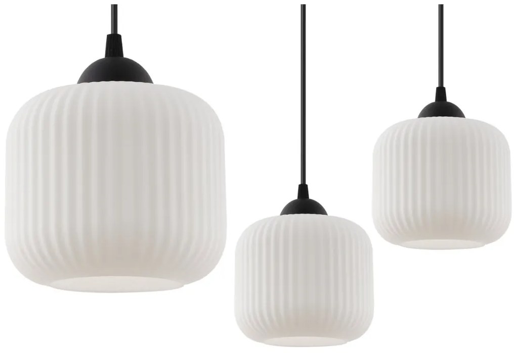 Závesné svietidlo Riffle, 1x biele sklenené tienidlo, b