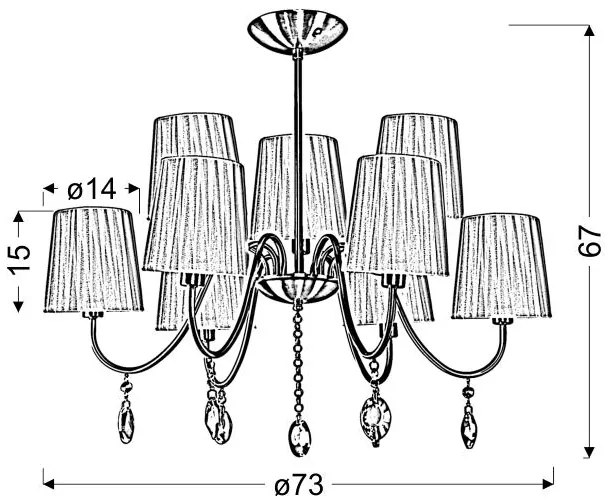 Candellux SORENTO Luster 9X40W E14 Chrome Lampshade Black 39-38074