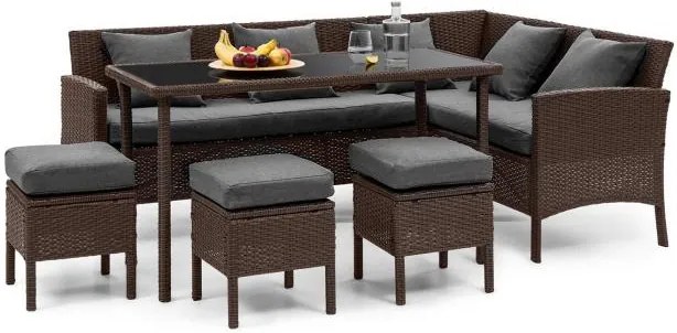 Blumfeldt Titania Dining Lounge Set, záhradná sedacia súprava, hnedá/tmavosivá