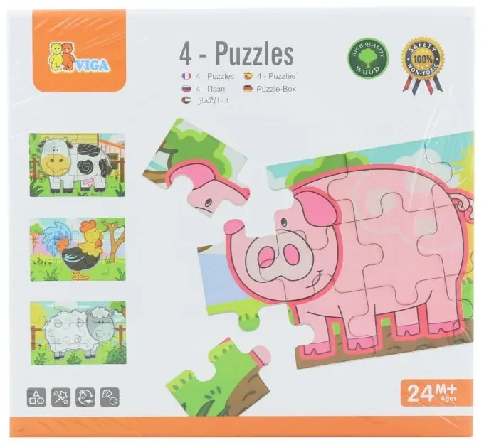 Viga drevené puzzle - farma