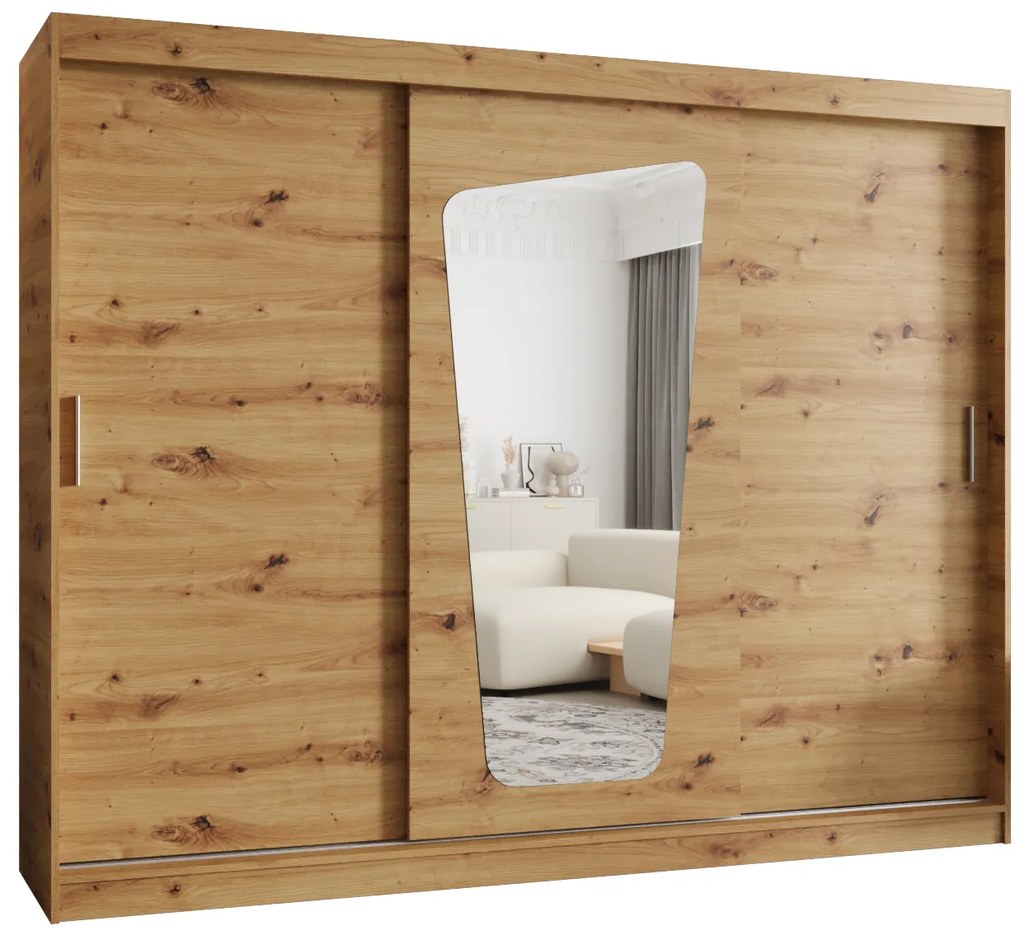 Šatníková skriňa 250 cm Mokka (dub artisan). Akcia -20%. Vlastná spoľahlivá doprava až k Vám domov. 1126039