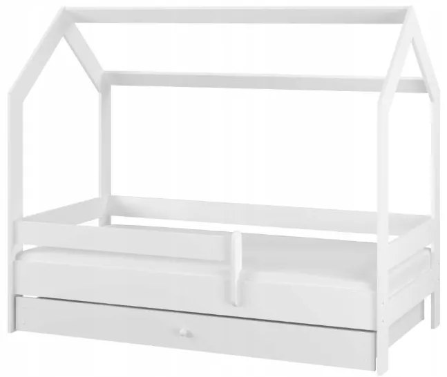 Detská domčeková posteľ so šuplíkom LITTLE HOUSE - biela - 160x80 cm