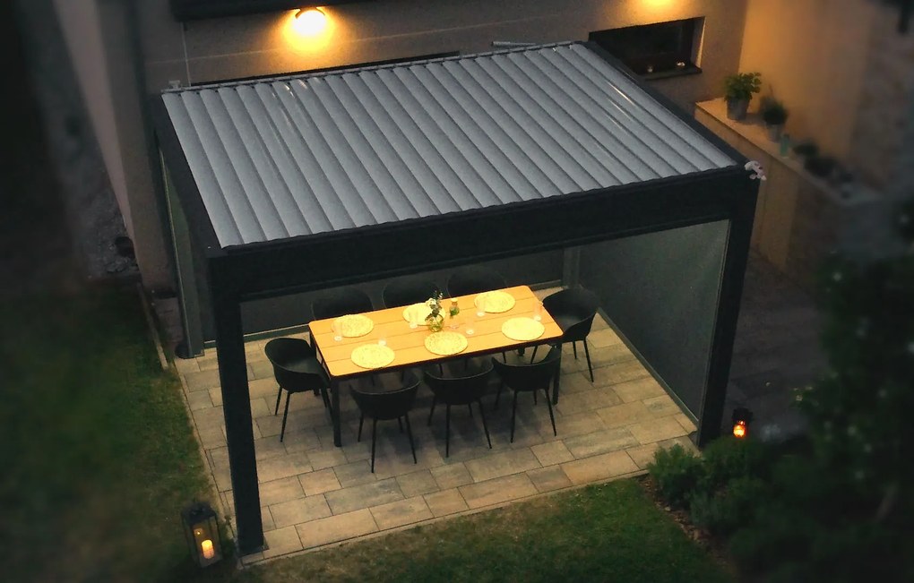 Bioklimatická pergola Noela antracit PREMIUM 3x4 m Farba lamiel: Antracit
