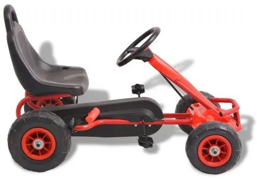 vidaXL Detská šľapacia motokára s pneumatikami, červená-