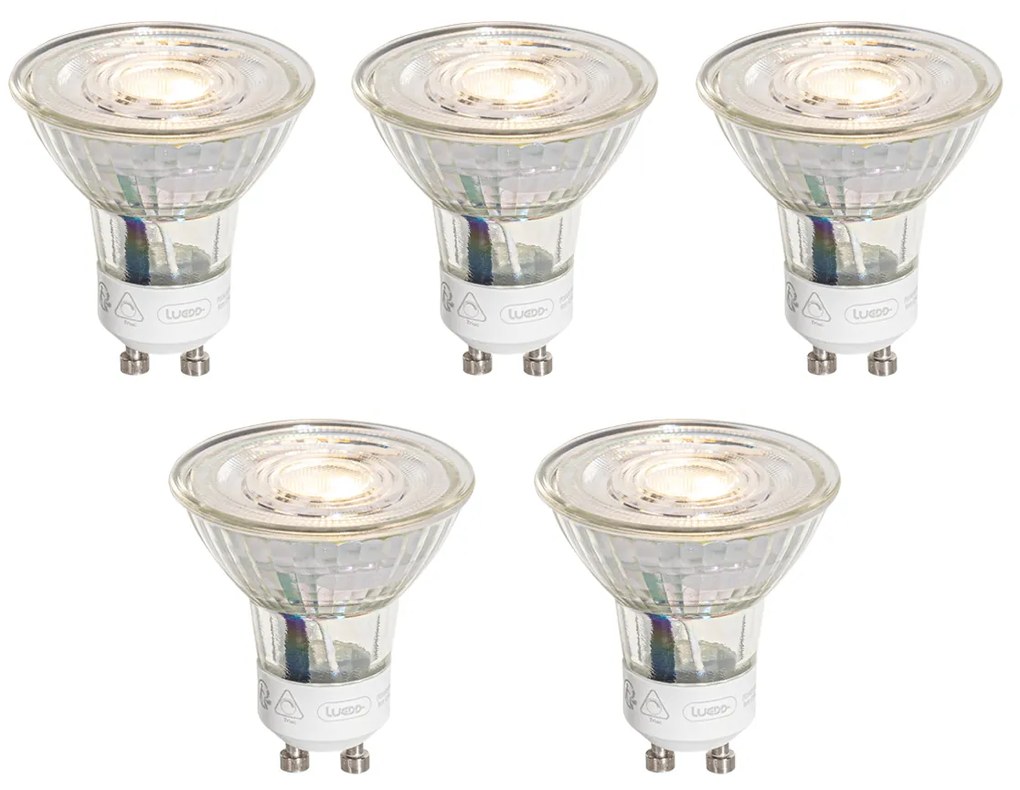 Sada 5 GU10 50mm 3-krokových Kelvin stmievateľných LED žiaroviek Jasné 4.9W 450 lm 2000-2700K
