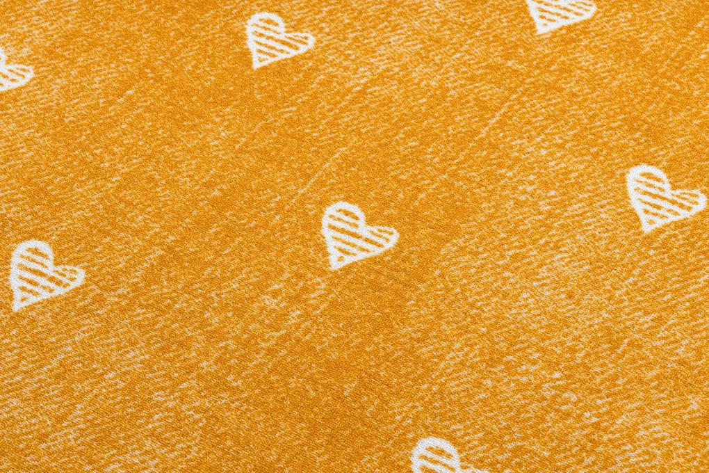 Okrúhly koberec pre deti HEARTS Jeans, vintage srdce - oranžová Veľkosť: kruh 170 cm