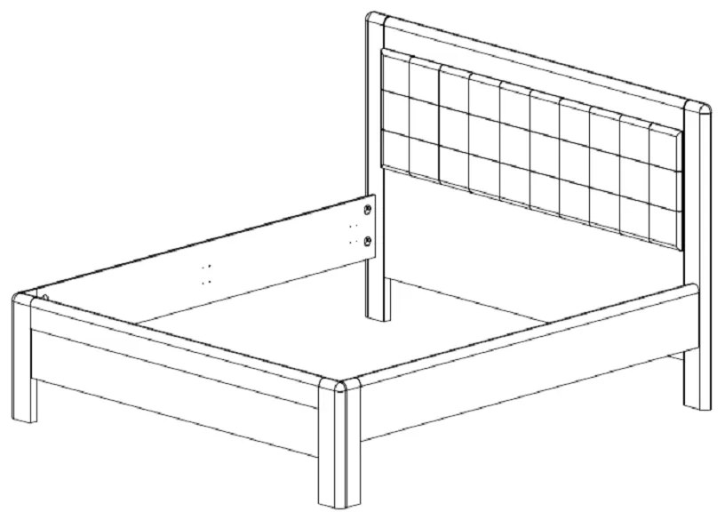 BMB ADRIANA STAR - masívna dubová posteľ s čalúneným čelom 90 x 200 cm, dub masív + čalúnené čelo