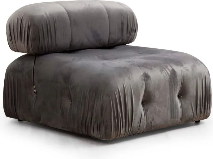 Třímístná modulární pohovka Bubble 288 cm samet šedá