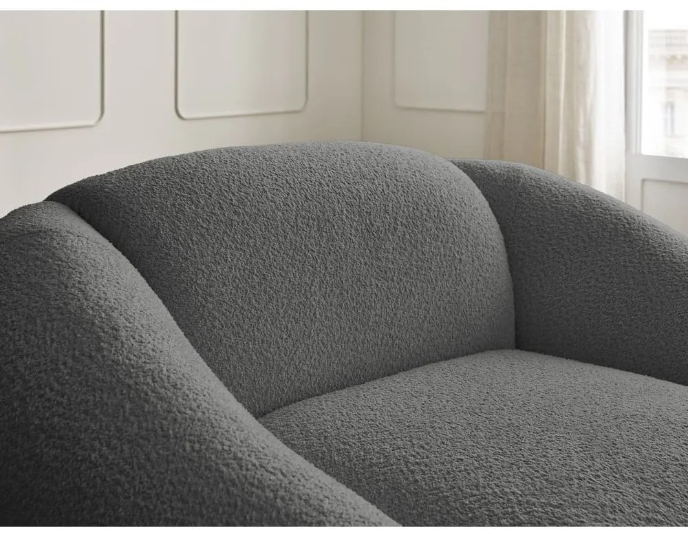 Sivé kreslo z textílie bouclé Tina – Bobochic Paris