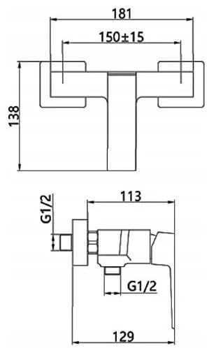 Invena Paros, nástenná sprchová batéria, chrómová, BN-09-001-A