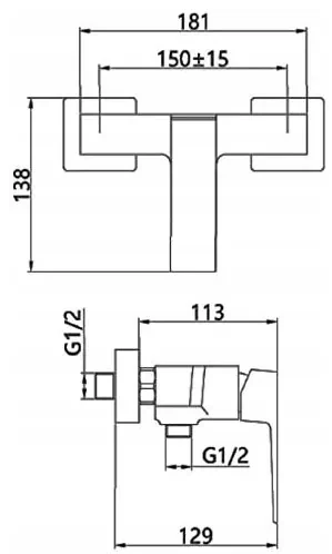 Invena Paros, nástenná sprchová batéria, chrómová, BN-09-001-A