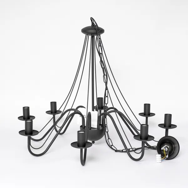 Luster na reťazi MALBO 8xE14/10W/230V čierny