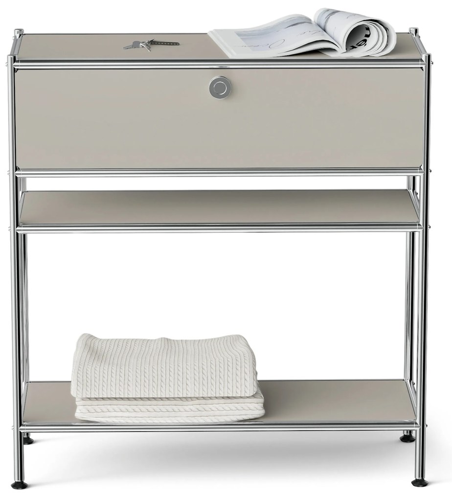 Kovová konzola »CN3 Slim Line« so zásuvkou, svetlosivá