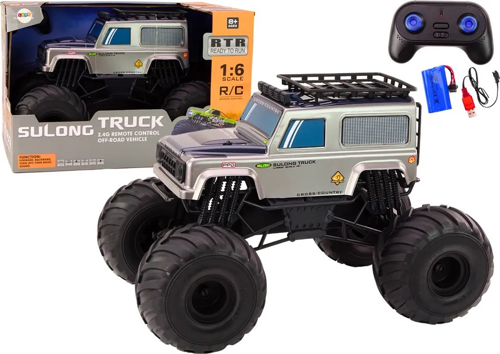 LEAN Toys Veľké terénne RC auto SUV 2.4G na diaľkové ovládanie 1:6, sivé