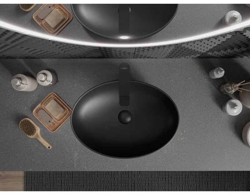 Mexen Cornelia, umývadlo na dosku 50 x 36 cm, čierna matná, 21885085