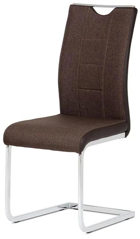 Autronic -  Jedálenská stolička DCL-410 BR2, látka hnedá, chróm