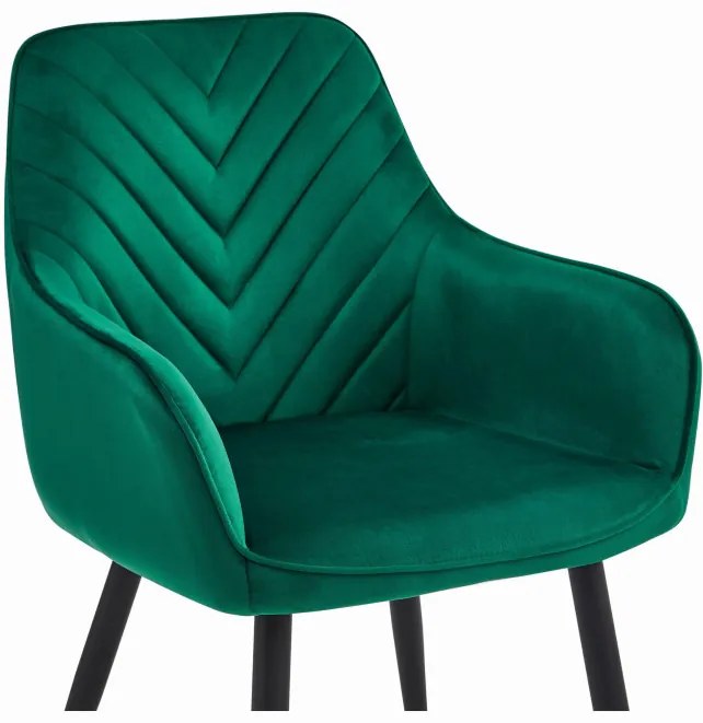 Set dvoch jedálenských stoličiek NANA zamatové, tmavozelené (čierne nohy) 2 ks