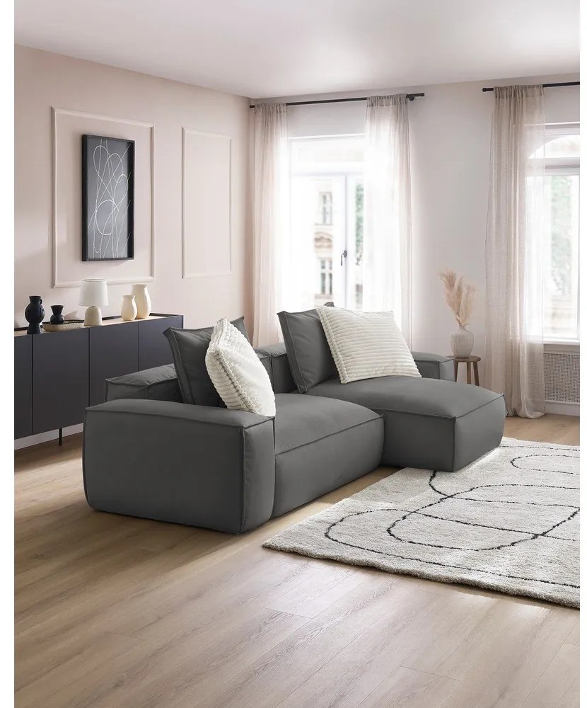 Sivá rohová pohovka z imitácie kože Boheme – Bobochic Paris