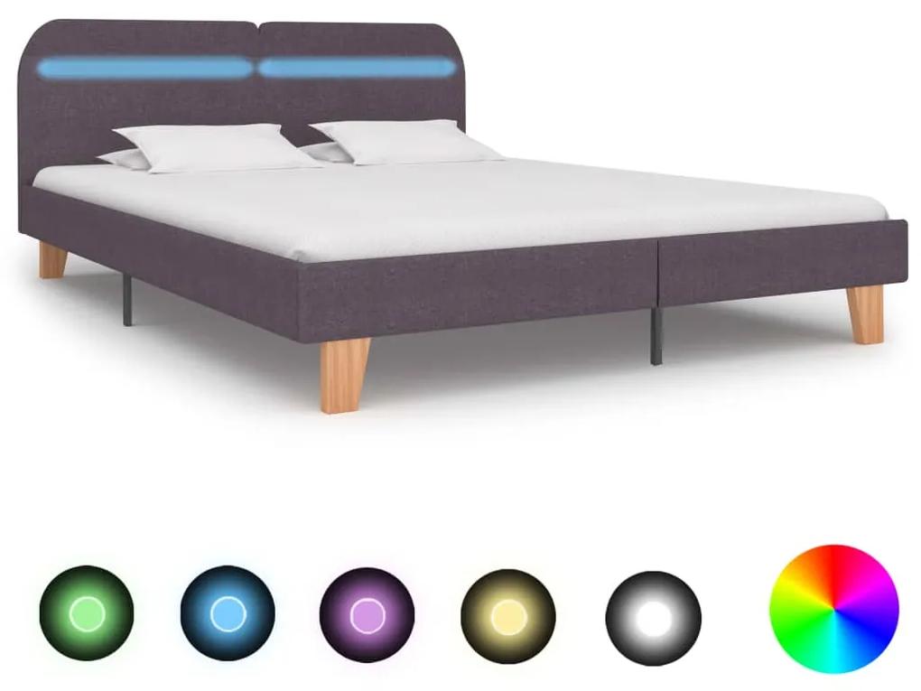 Rám postele s LED svetlom hnedosivý látkový 160x200 cm