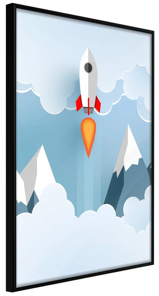 Artgeist Plagát - Rocket in the Clouds [Poster] Veľkosť: 40x60, Verzia: Zlatý rám