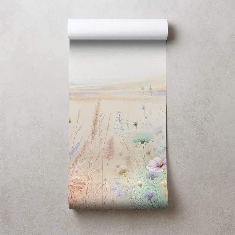 Tapeta pastelové kvety na lúke