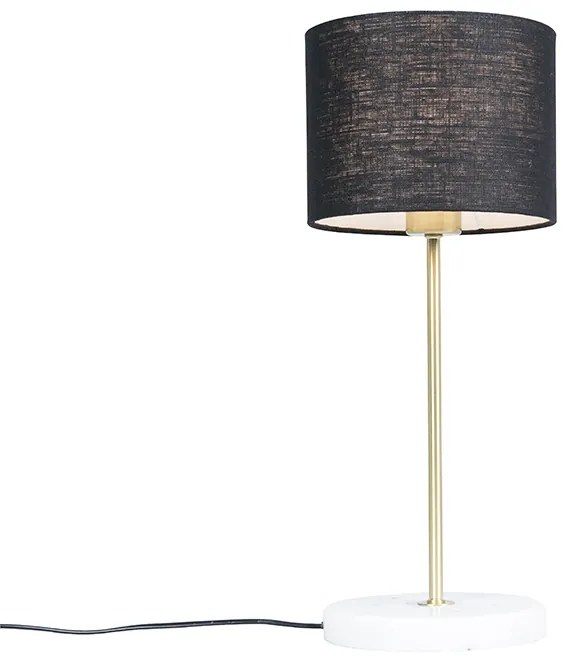 Stolná lampa mosadz s čiernym tienidlom 20 cm - Kaso